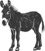 Silhouette donkey animal black color only vector