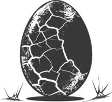 Silhouette cracked egg black color only vector