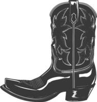 Silhouette cowboy boot black color only vector