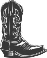 Silhouette cowboy boot black color only vector