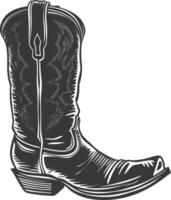 Silhouette cowboy boot black color only vector