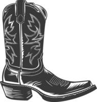 silueta vaquero bota negro color solamente vector