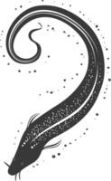 Silhouette eel animal black color only vector