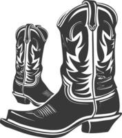 Silhouette cowboy boot black color only vector