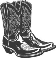 silueta vaquero bota negro color solamente vector