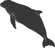Silhouette dugong animal black color only vector