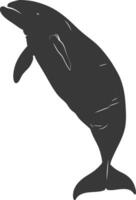 Silhouette dugong animal black color only vector