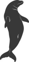 Silhouette dugong animal black color only vector