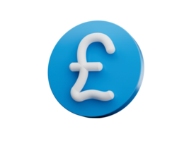 pond teken icoon. valuta symbool. geld label. blauw cirkel knop 3d illustratie png