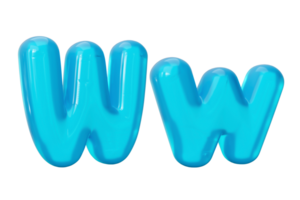 Aqua Blue jelly letter W - w w 3d illustration png