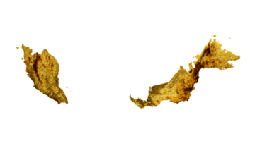 Maleisië kaart gouden metaal kleur hoogte kaart 3d illustratie png