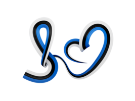 Estonia Flag Heart icon. Estonian Ribbon emblem. Country love symbol. Isolated 3d illustration png