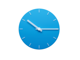 Minimal Clock time Ten Fifteen 3d illustration png