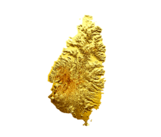 Saint Lucia Map Golden metal Color Height map 3d illustration png