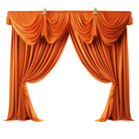 Orange theater open curtains isolated on transparent background png