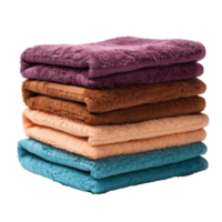 Stack of assorted towels isolated on transparent background png