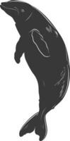 Silhouette dugong animal black color only vector