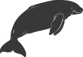 silueta dugongo animal negro color solamente vector