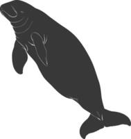 Silhouette dugong animal black color only vector