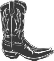 Silhouette cowboy boot black color only vector