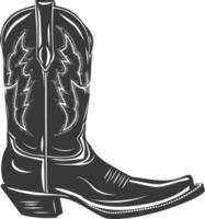 Silhouette cowboy boot black color only vector