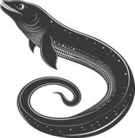 Silhouette eel animal black color only vector