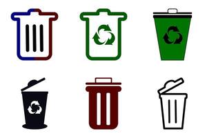 conjunto basura icono, reciclaje basura o inútil archivo colocación. vector