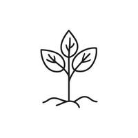 Seedling tree growing icon. Black nature green design. vector