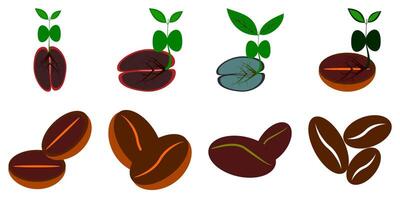 icon of dry coffee beans, some of which have grown. vector