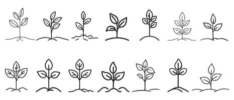 Seedling tree growing icon. Black nature green design. vector