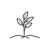 Seedling tree growing icon. Black nature green design. vector