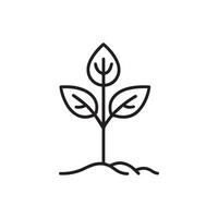Seedling tree growing icon. Black nature green design. vector