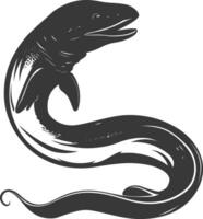 Silhouette eel animal black color only vector