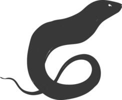 Silhouette eel animal black color only vector