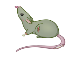 Illustration of zombie style green rat without background png
