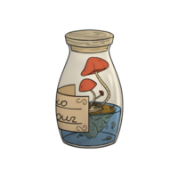 illustration de pot avec champignons dans bleu liquide à l'intérieur sans pour autant Contexte png