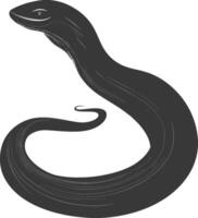 Silhouette eel animal black color only vector