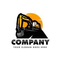 Excavator construction logo design , for company heavy equipment work vector