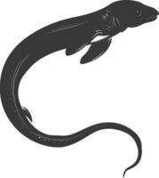 Silhouette eel animal black color only vector