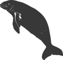 Silhouette dugong animal black color only vector