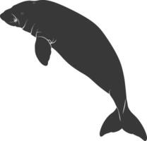 Silhouette dugong animal black color only vector