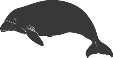 Silhouette dugong animal black color only vector