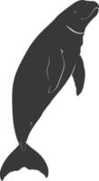 Silhouette dugong animal black color only vector