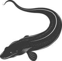 Silhouette eel animal black color only vector