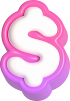 Dollar, Pink Cute 3D Lettering png