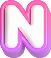 brief n, roze schattig 3d belettering png