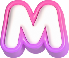 lettera m, rosa carino 3d lettering png