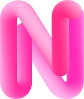 3d rosado alfabeto letra norte png