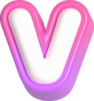 lettera v, rosa carino 3d lettering png