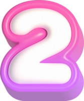 Number 2, Pink Cute 3D Lettering png